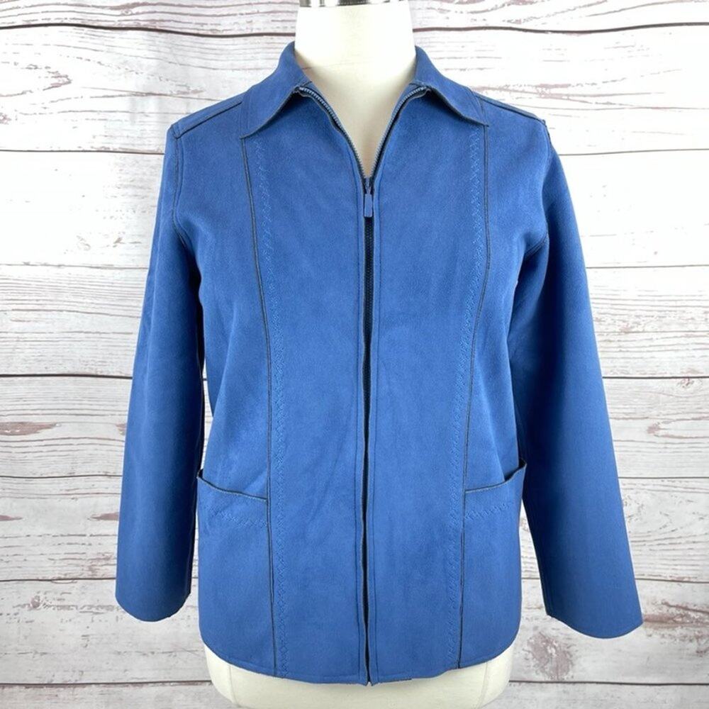 Alfred Dunner brushed suede blue fleece lined jacket